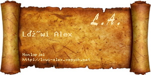 Löwi Alex névjegykártya